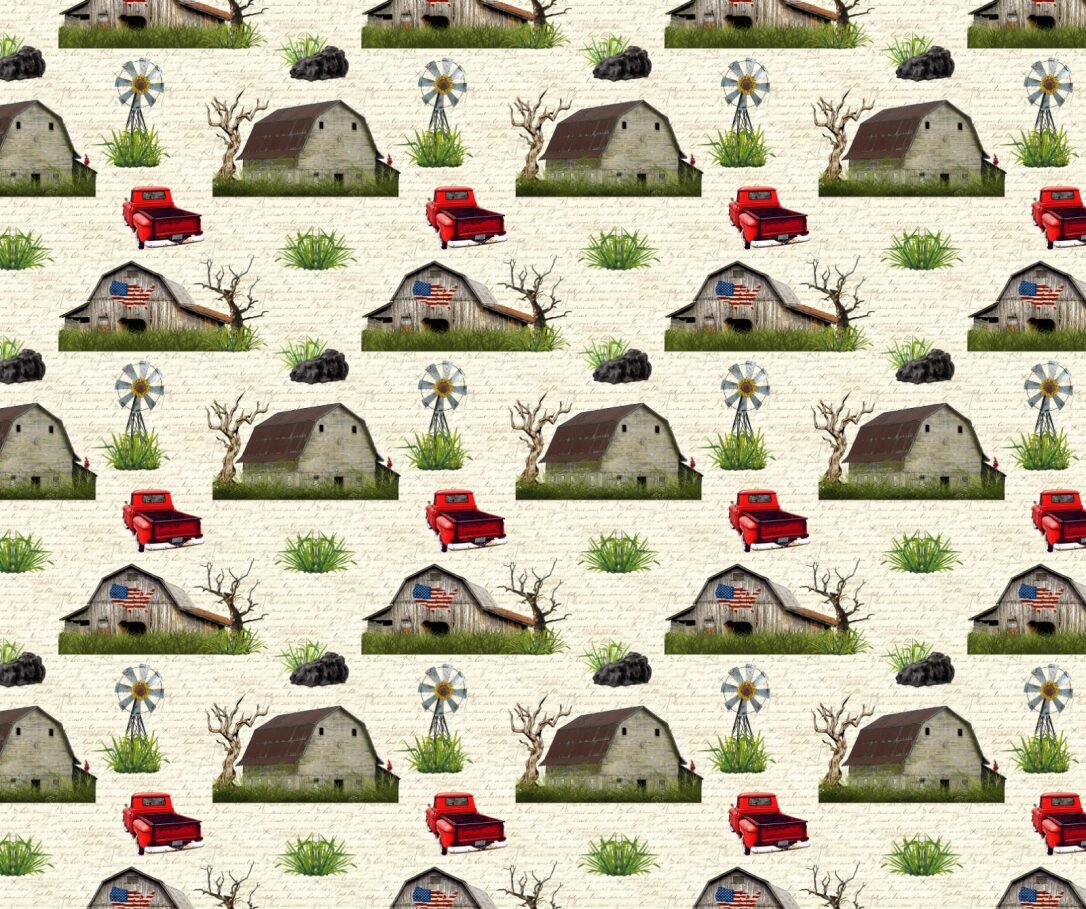 Farm Life with Cream Background Fabric - FOFY-009 - Focus on Fabric Yardage