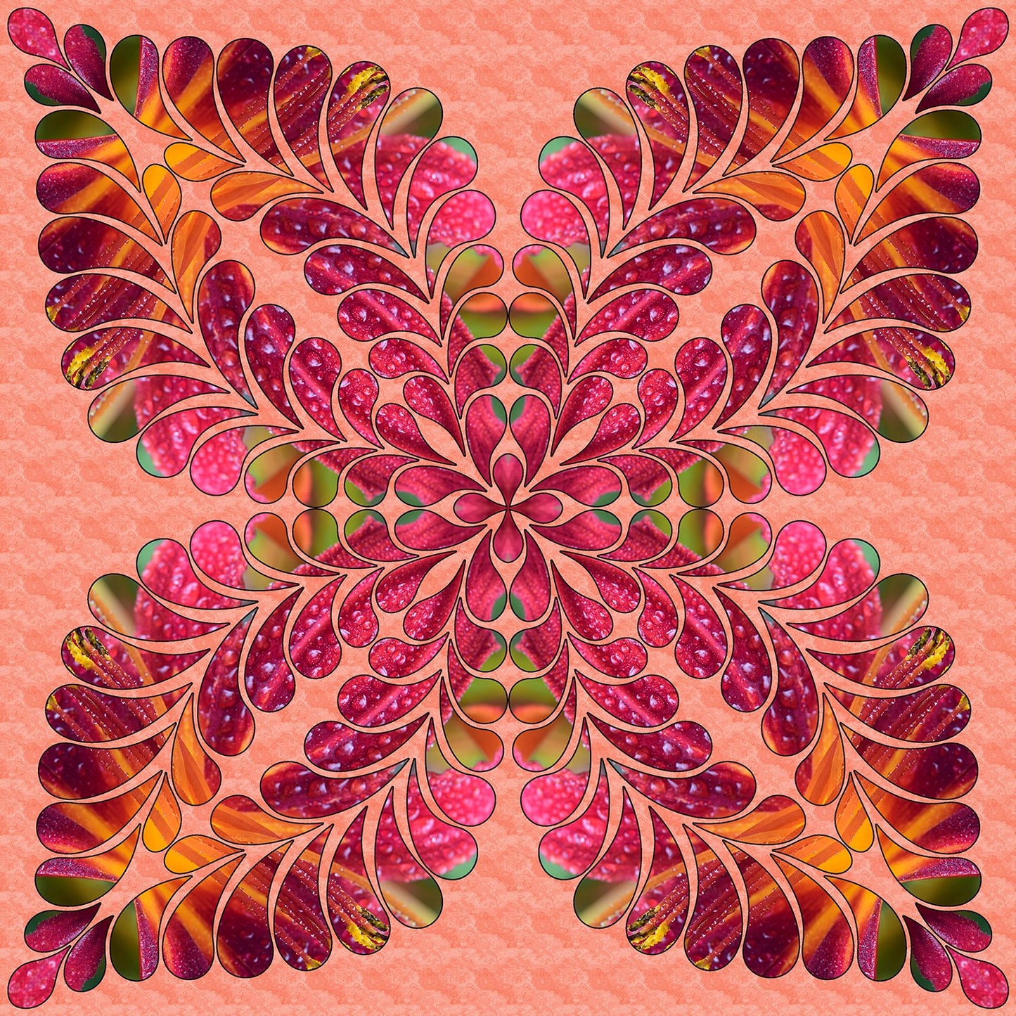 Flower Kaleidoscope Fabric Panel - MAK-009