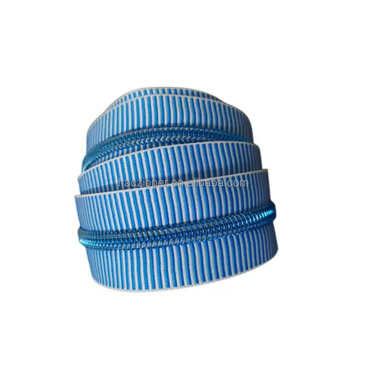 Z-101B - Blue Stripe Tape Nylon Zipper Size 5 - 3 yards / 2.75 meters (180 inches / 275 cm)