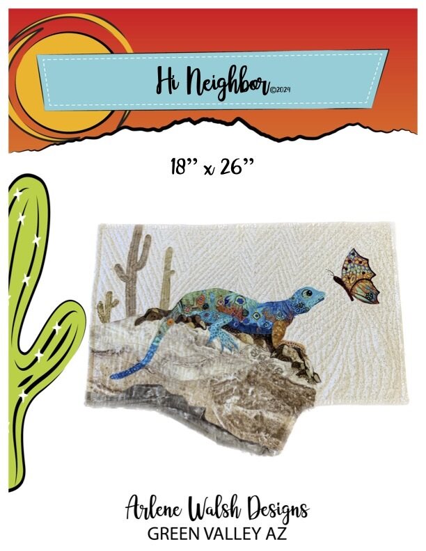 Hi Neighbor Quilting Fabric Kit and Quilt Pattern, From Arlene Walsh Designs, Southwest Design, Fused Applique