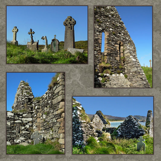 Irish Cemetery Ruins Fabric Panel - SAP-004