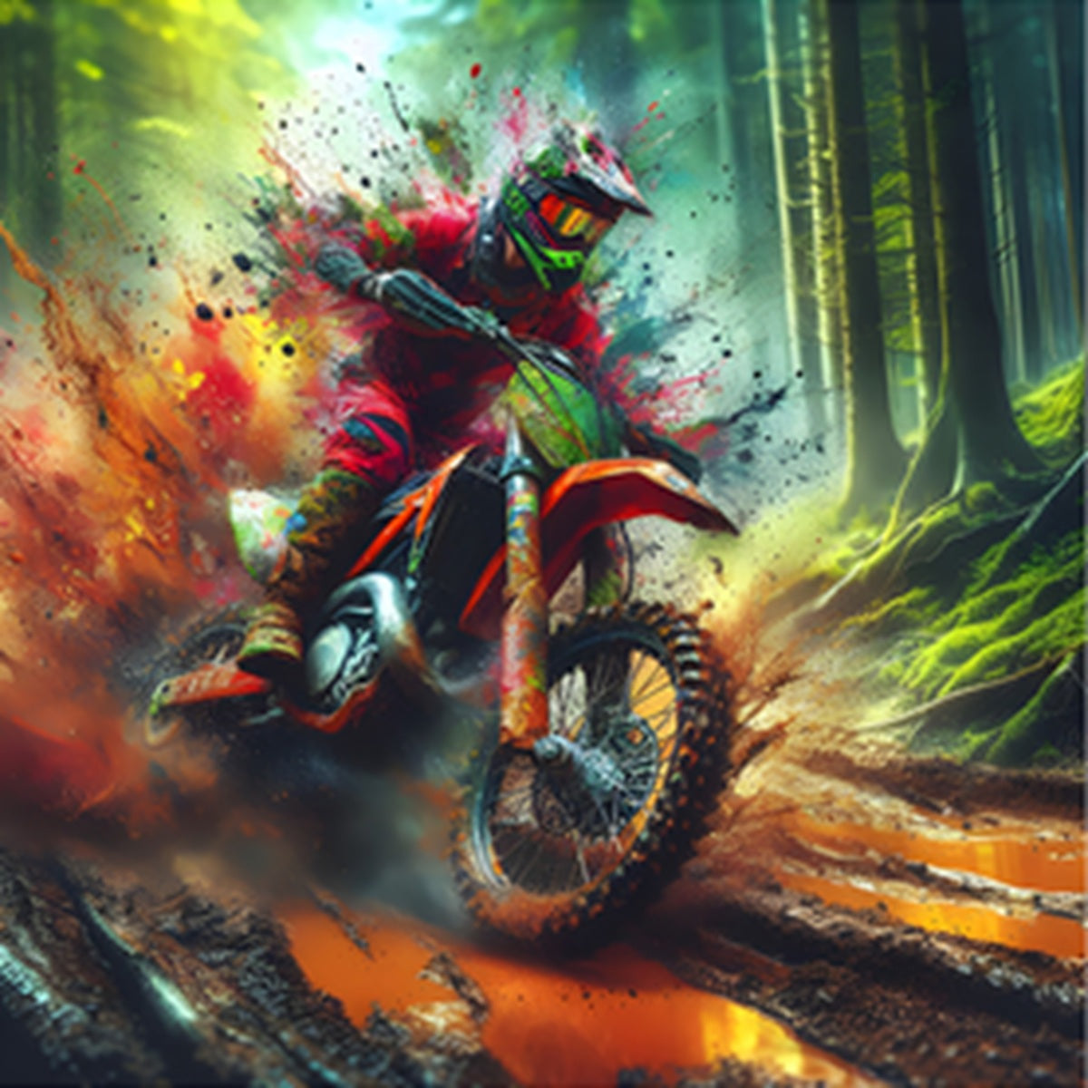 Animated Dirt Biker Fabric Panel - AFT-023
