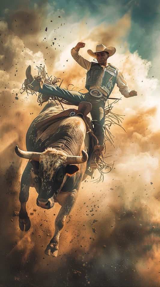 Animated Bull Rider Fabric Panel - CBY-022