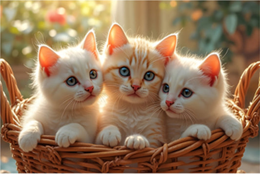 Fun Size Three Cuddly Kittens Fabric Panel - FUN-024