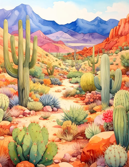 Pastel Desert Scene Fabric Panel - DCS-020