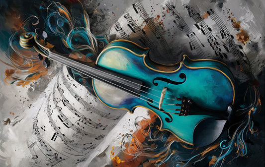 Abstract Blue Violin Fabric Panel - MAD-011