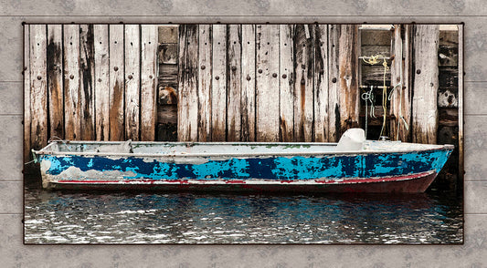 Old Blue Boat Fabric Panel - BOA-009
