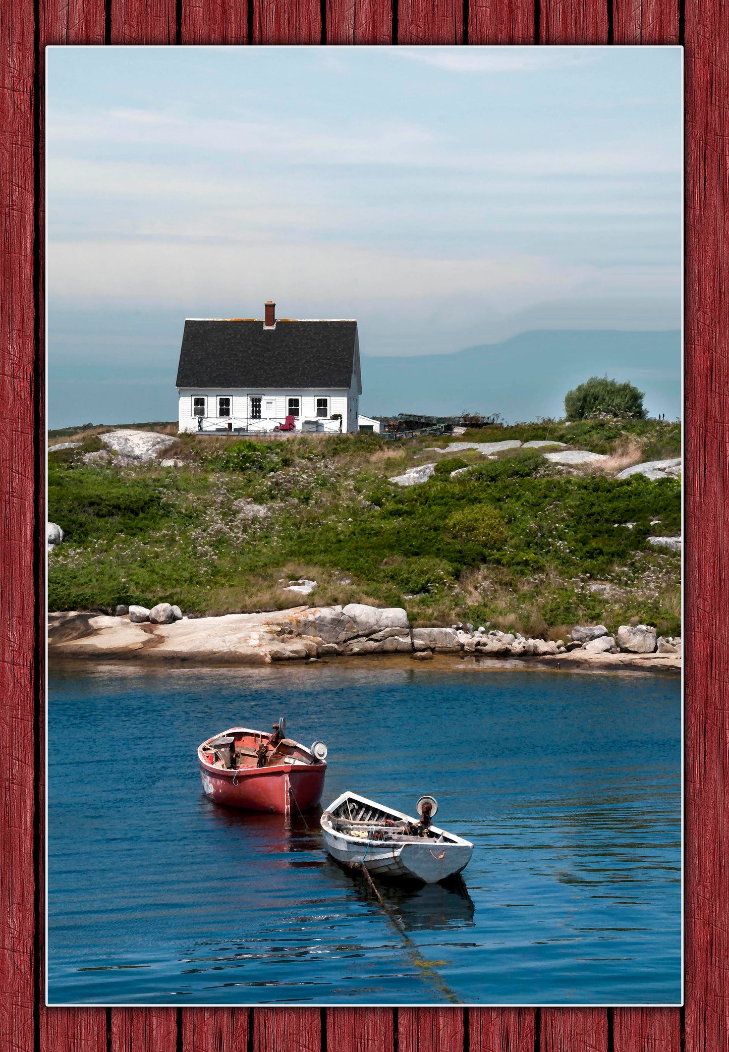 Peggy's Cove Red Barnwood Fabric Panel - BOA-018