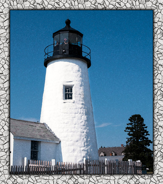 Framed Pemaquid Lighthouse Fabric Panel - OCE-033