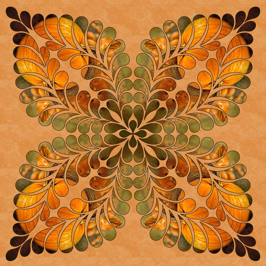 Pumpkin Kaleidoscope Fabric Panel - MAK-012