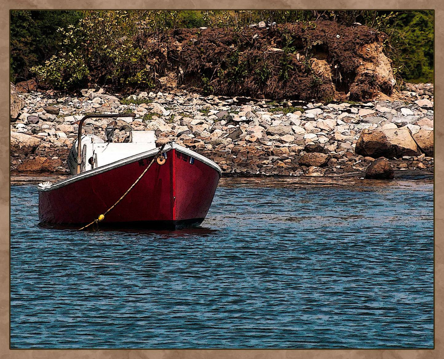 Red Boat to Go Sketch Fabric Panel - BOA-008