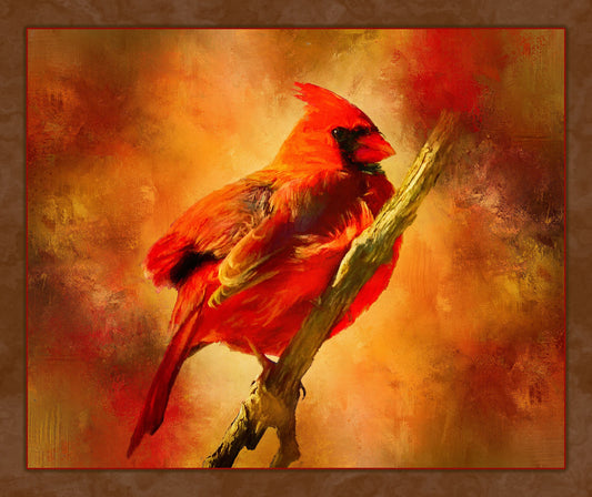 Red and Gold Cardinal Fabric Panel - BRB-016