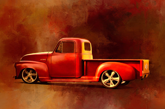 Red Pick Me Up Chevy Truck Fabric Panel - TVT-010