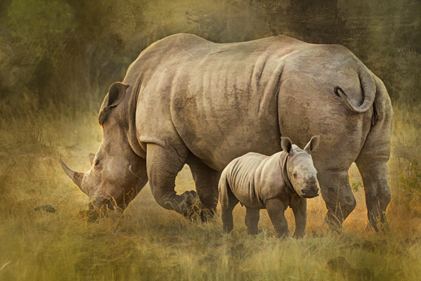 Rhino Family Fabric Panel - AEX-003C