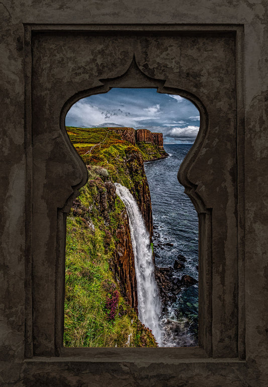 Scottish Waterfall Through Window Fabric Panel - SAP-001