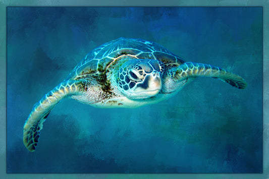 Underwater Sea Turtle Fabric Panel - OCE-015C