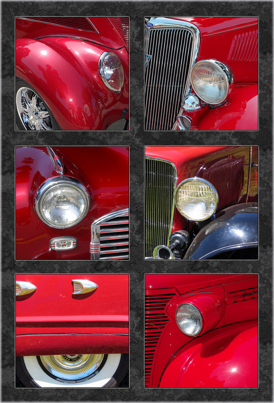Vintage Red Car Closeups Fabric Panel - TVC-016