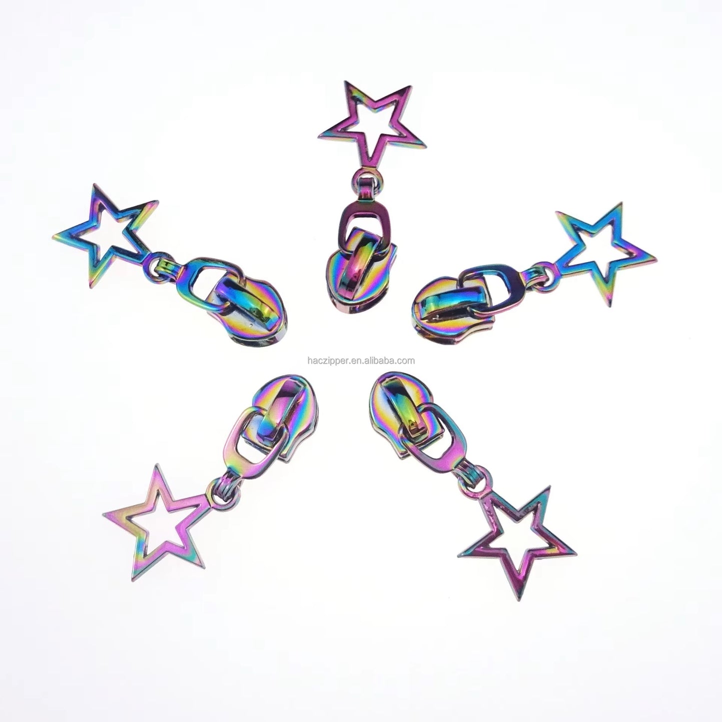 ZP-106 - Star Zipper Pull - Rainbow - Metal Zipper Slider 5#