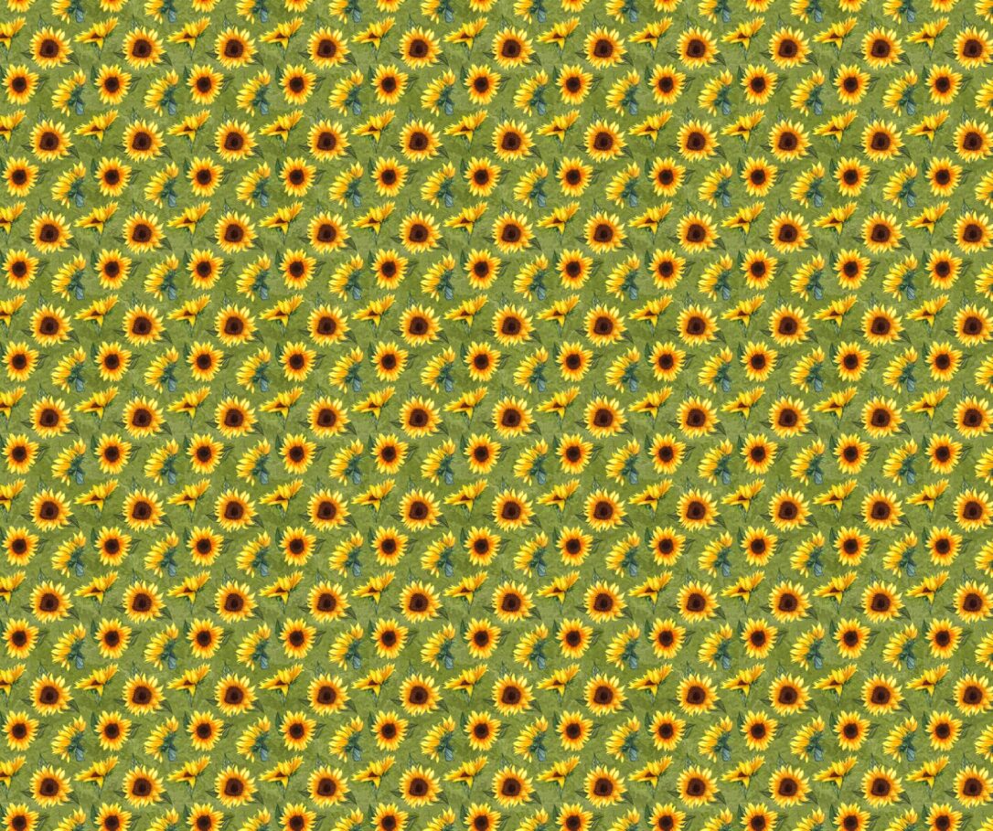 Sunflower Fabric with Green Background - FOFY-026 - Focus on Fabric Yardage