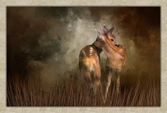 Twin Deer Fawns Fabric Panel - ANW-012