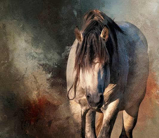 Stallion with Abstract Background Fabric Panel - AHS-010