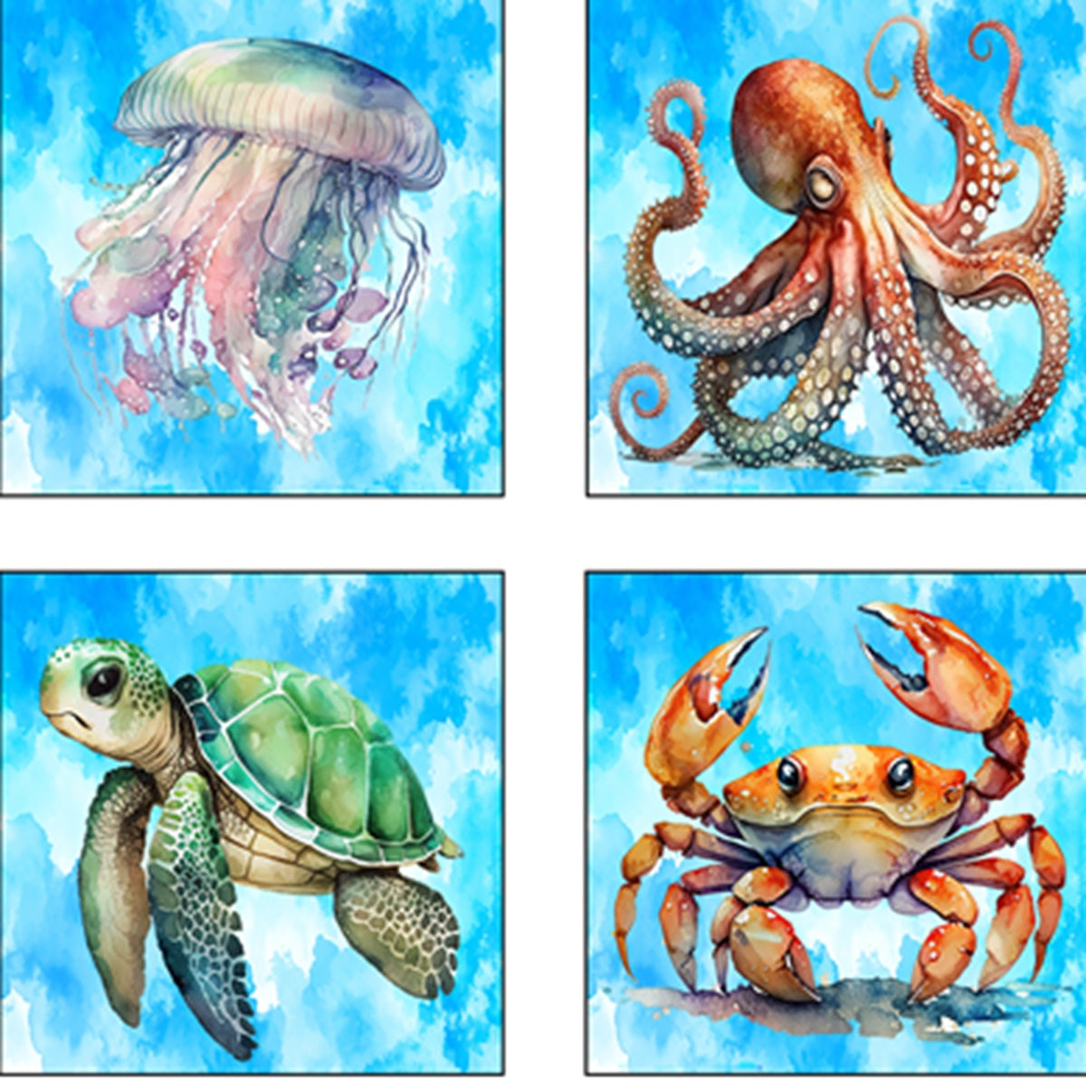 Four Ocean Friends Fabric Panel - OCE-066
