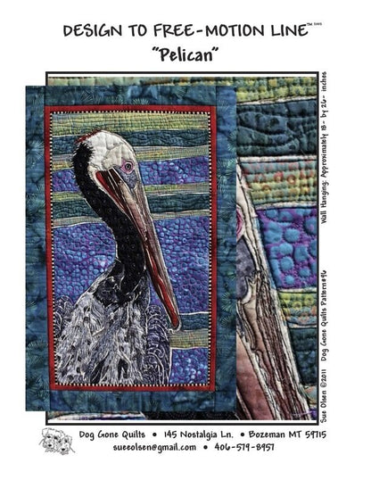 Pelican Quilt Pattern, Approximately Size 18” x 26”, Design to Free-Motion Line from Dog Gone Quilts