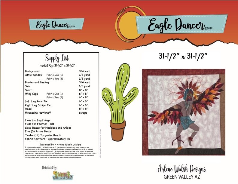 Eagle Dancer Quilt Pattern - An Arlene Walsh Design, Southwest Pattern, Fused Applique