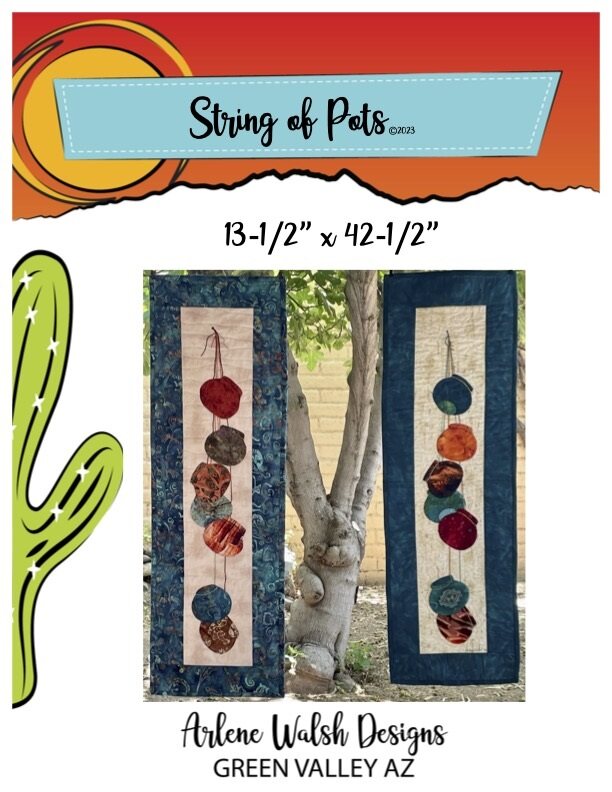 String of Pots Quilt Pattern - An Arlene Walsh Design, Southwest Pattern, Fused Applique