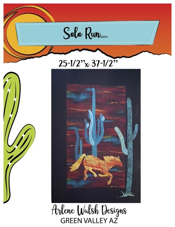 Solo Run Quilt Pattern - An Arlene Walsh Design, Southwest Pattern, Fused Applique