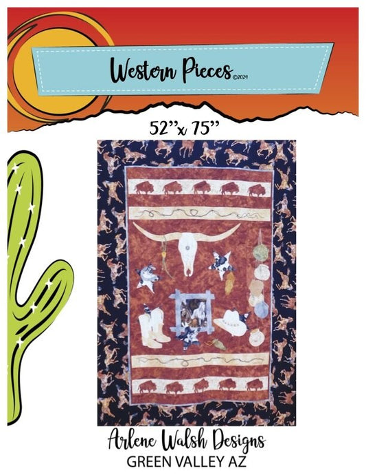 Western Pieces Quilt Pattern - An Arlene Walsh Design, Southwest Pattern, Fused Applique