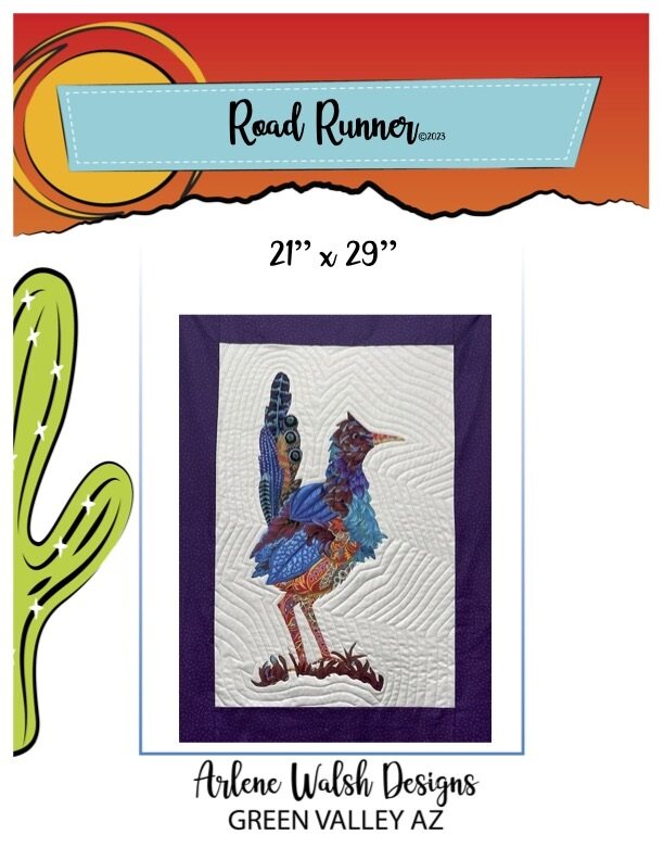 Road Runner Quilt Pattern - An Arlene Walsh Design, Southwest Pattern, Fused Applique