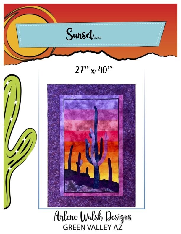 Sunset Quilt Pattern - An Arlene Walsh Design, Southwest Pattern, Fused Applique