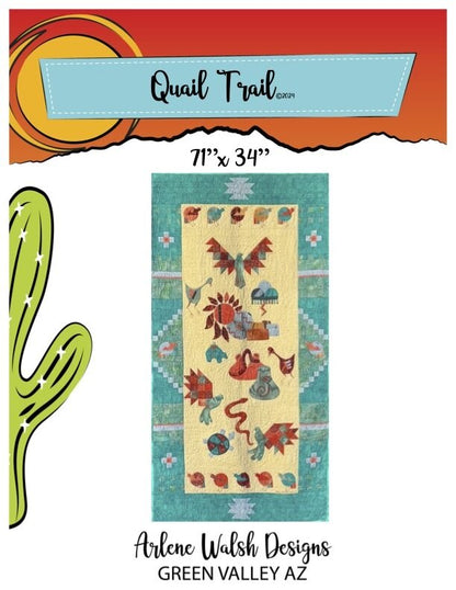 Quail Trail Quilt Pattern - An Arlene Walsh Design, Southwest Pattern, Fused Applique