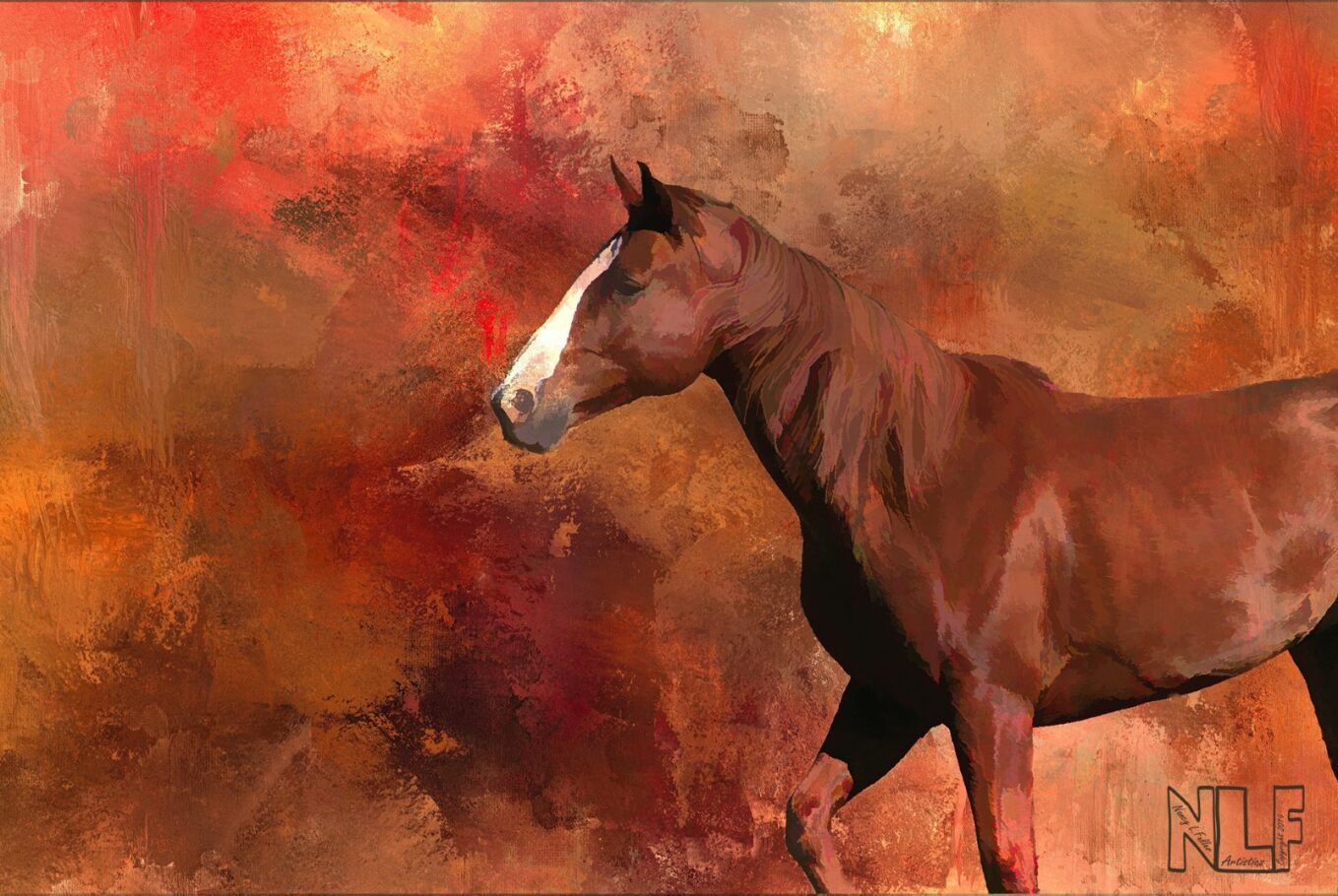 Abstract Bay Horse Fabric Panel - AHS-051C