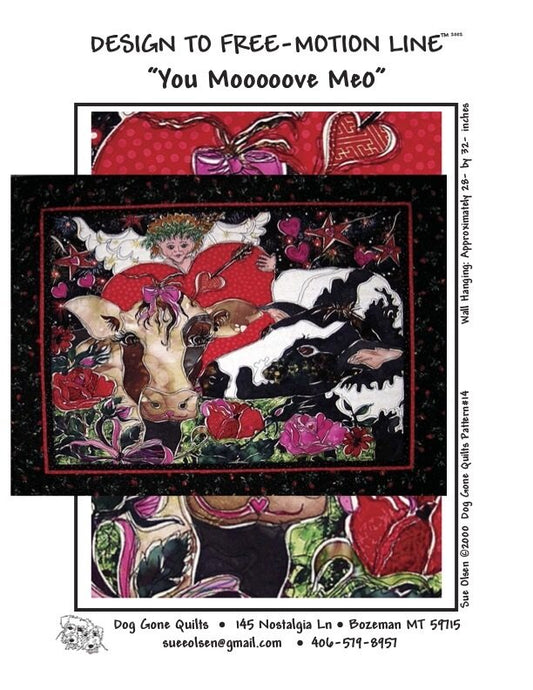 You Moooooove Me Quilt Pattern, Approximately Size 28” x 32”, Design to Free-Motion Line from Dog Gone Quilts