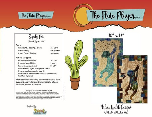 Flute Player Quilt Pattern - An Arlene Walsh Design, Southwest Pattern, Fused Applique