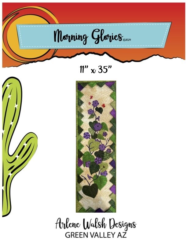 Morning Glories Quilt Pattern - An Arlene Walsh Design, Southwest Pattern, Fused Applique