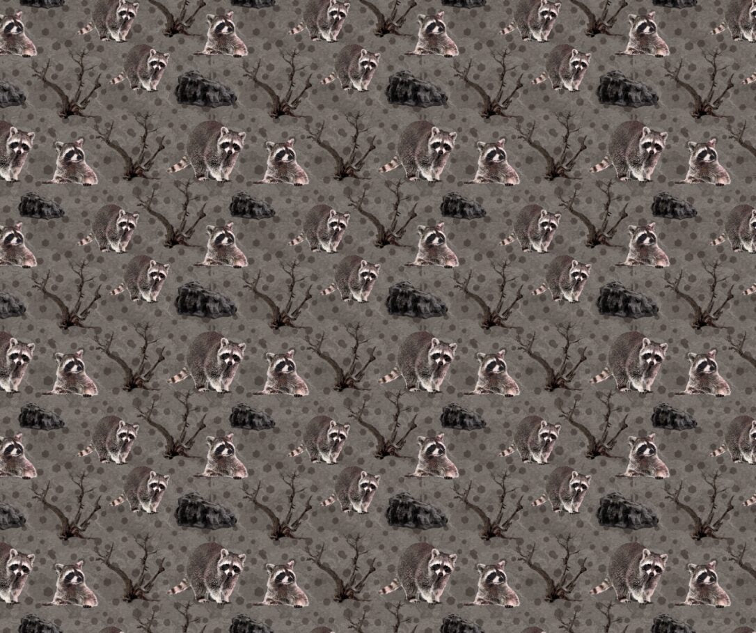 Raccoon Fabric with Brown Background - FOFY-010 - Focus on Fabric Yardage