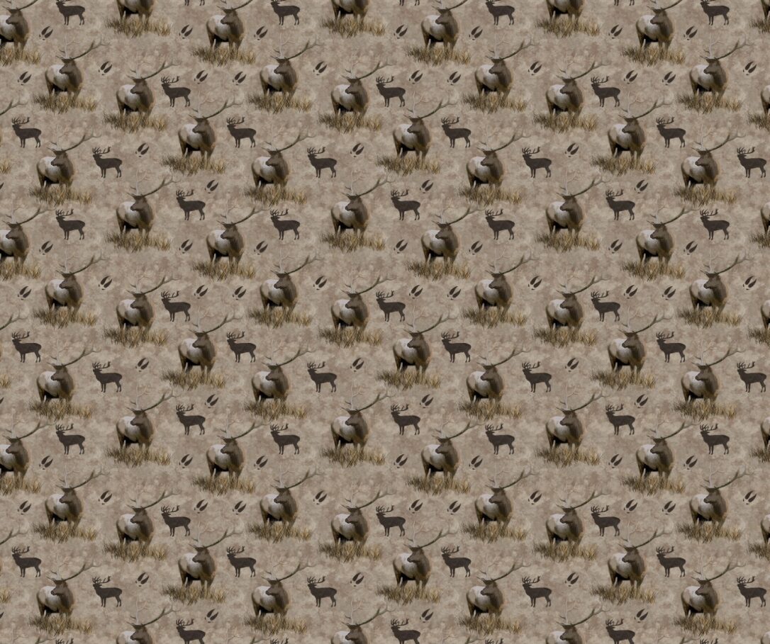 Elk Fabric with Brown Background - FOFY-011 - Focus on Fabric Yardage