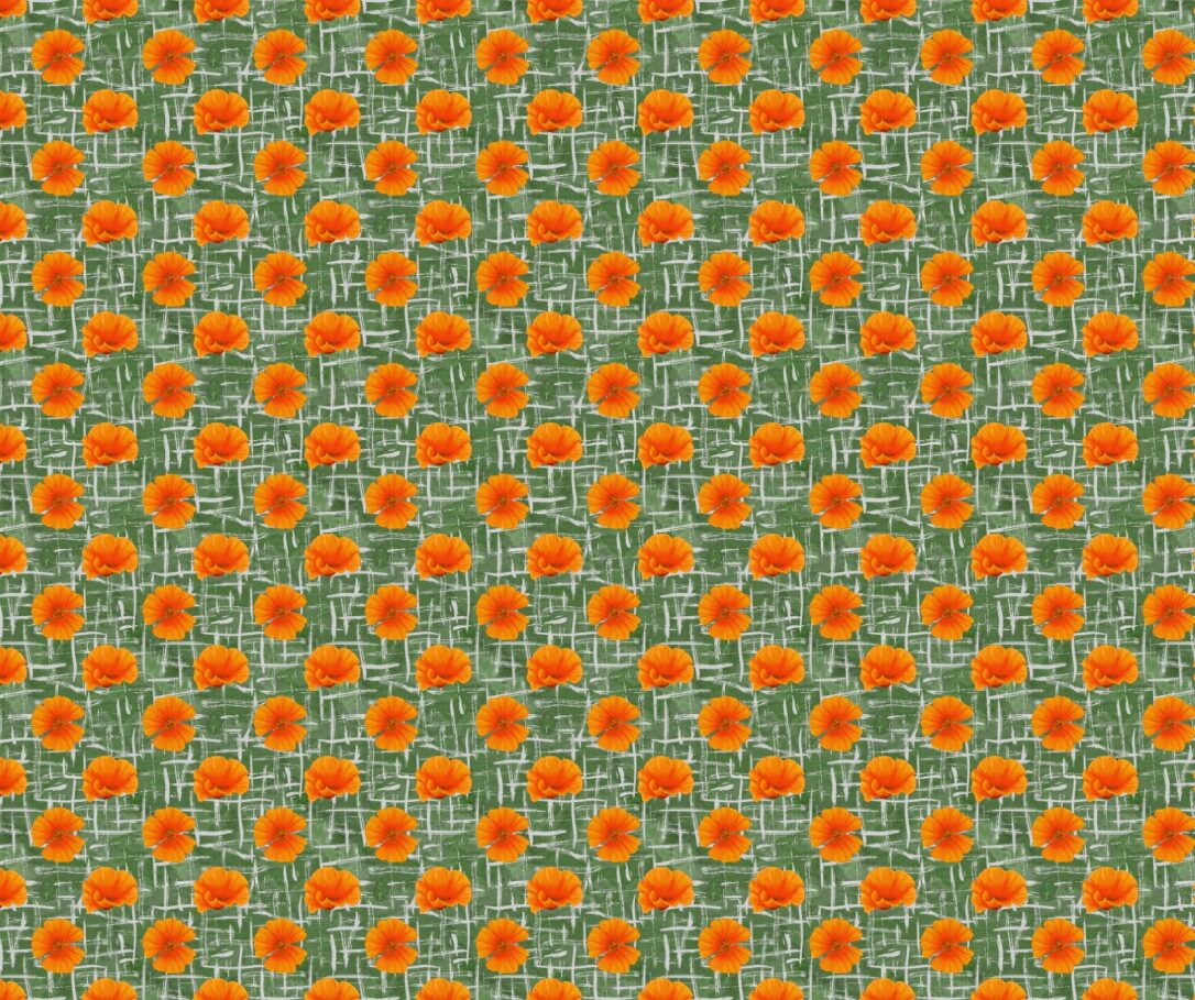 Orange Floral Fabric - FOFY-015 - Focus on Fabric Yardage