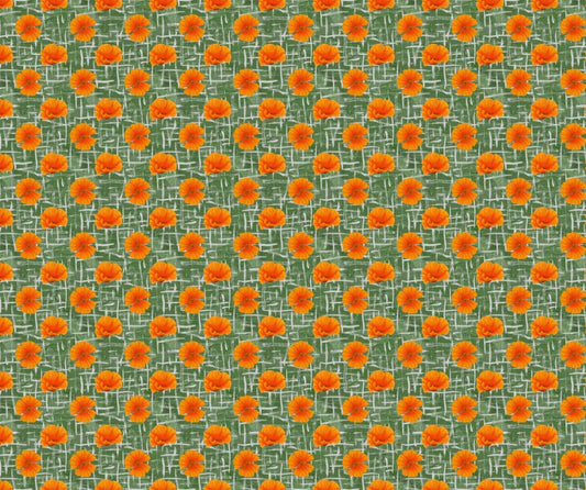 Orange Floral Fabric - FOFY-015 - Focus on Fabric Yardage